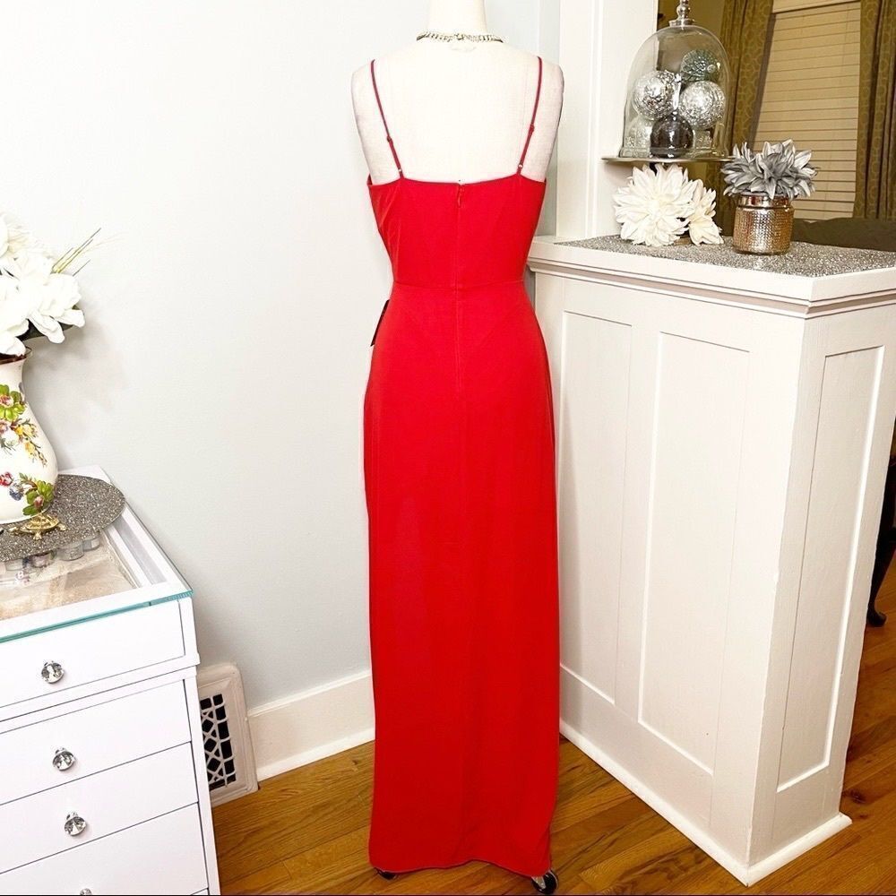Express Red Spaghetti Strap High Slit Maxi Dress 4 NWT - Picture 6 of 11